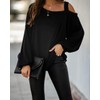 Ezbelle Women's Off Shoulder Sweater Long Sleeve Oversized T Shirts