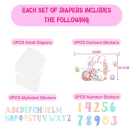 Landofgenie 2 Pieces Adult Diapers Sample Plain White Diaper with DIY Stickers Set Large