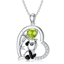 BETHZA Koala/Pig/Panda/Frog/Giraffe/Cow Necklace Gifts Sterling Silver Natural Gemstone Peridot Pendant Necklace Cute Animal Jewelry for Women Birthday Christmas Gifts