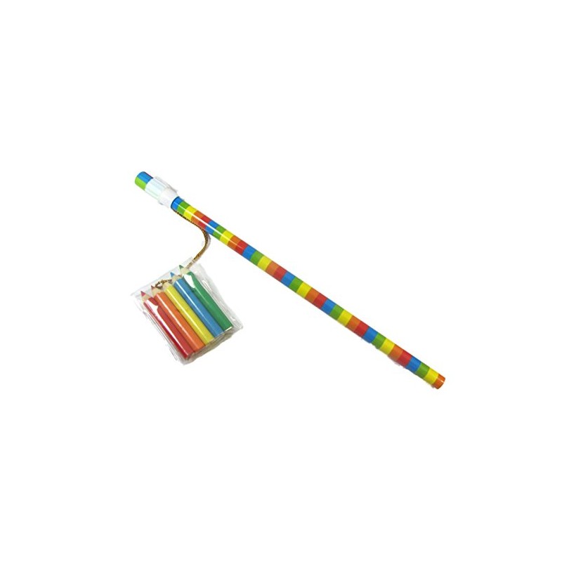 SDM 12 x Rainbow Pencils WIth Erasers & 5 Mini