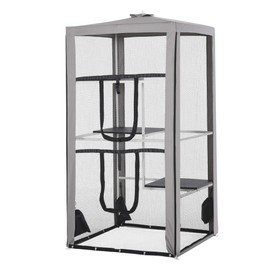 PawHut Outdoor Cat Enclosure Catio Indoor Playpen with 3 Platforms Door 4 Sandbags 39" L x 39" W x 79" H