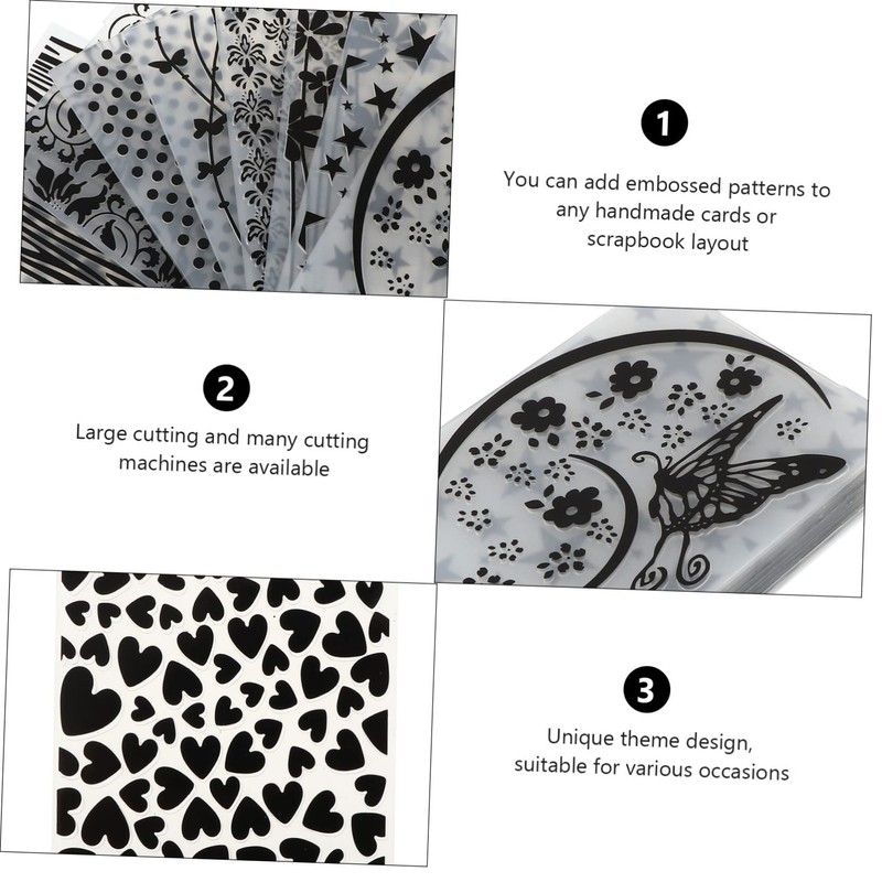 DOITOOL 10pcs Plastic DIY Embossing Folder for Card Making Scrapbooking