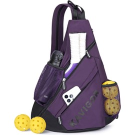Pickleball Sling Bag Organizer for Paddles and Balls, Lightweight Crossbody Backpack with Wet Dry Pocket, Fence Hook and Court Gear Storage
