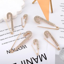 10pcs Rhinestone Safety Pins - Sparkly Rhinestone Decorative Pins for Clothing, Crystal Brooch Pin Crystal Metal Elegant Shawl Clips for Women's Skirts, Sweater, Scarf, Lapel, Hat Accessories(Gold)