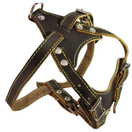 Real Leather Dog Harness, 24.5"-28" Chest Size, 3/4" Wide Medium
