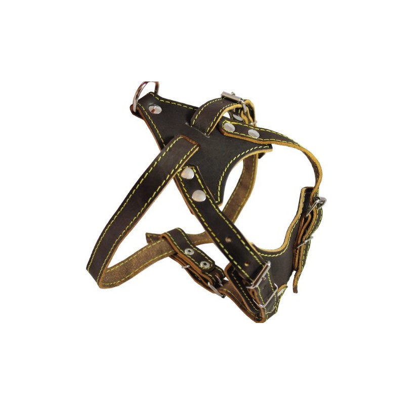 Real Leather Dog Harness, 24.5"-28" Chest Size, 3/4" Wide Medium