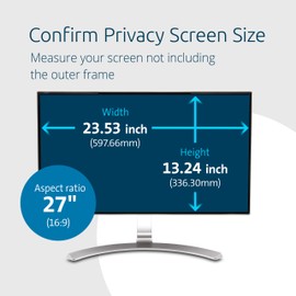 Kensington MagPro 27 Inch Magnetic Computer Privacy Screen for Desktop, Removable 16:9 Computer Privacy Filter, Anti-Glare Blue Ray Reduction, Compatible with Slim Bezel Monitors, K55419WW