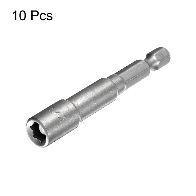 sourcing map 10pcs Hex Nut Driver Drills Bit 1/4" 6-Point