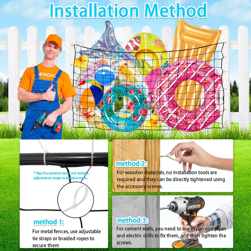 Extra Large Pool Toy Float Storage Net with 20 Windproof