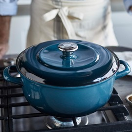 Merten & Storck German Enameled Iron 1873 Aegean Teal Dutch Oven, 5.3QT