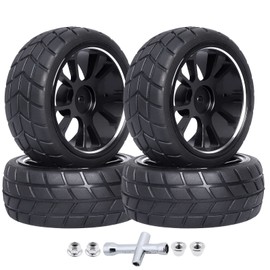 GoHooby 12mm Hex RC Wheels and Tires Pre-Mounted OD 2.55in Compatible with Traxxas Tamiya 1/10 RC On-Road Touring Car (Color 4)