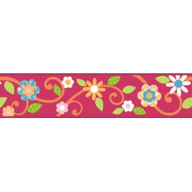 RoomMates Repositionable Childrens Wall Sticker Border - Floral Scroll Orange