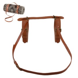 UFURMATE Picnic Blanket Carry Strap, PU Leather Carry Strap with Adjustable Shoulder Strap Belt Yoga Mat Strap Carry Strap for Outdoor Camping Hiking, 51cm