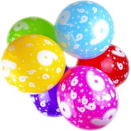 Happium 9th Birthday Balloons 12 Inch Multicolor Numbers Printed Latex Balloons Birthday Numbers Balloons 9 for Girls Boys 9 Years Old Birthday Decorations 9th