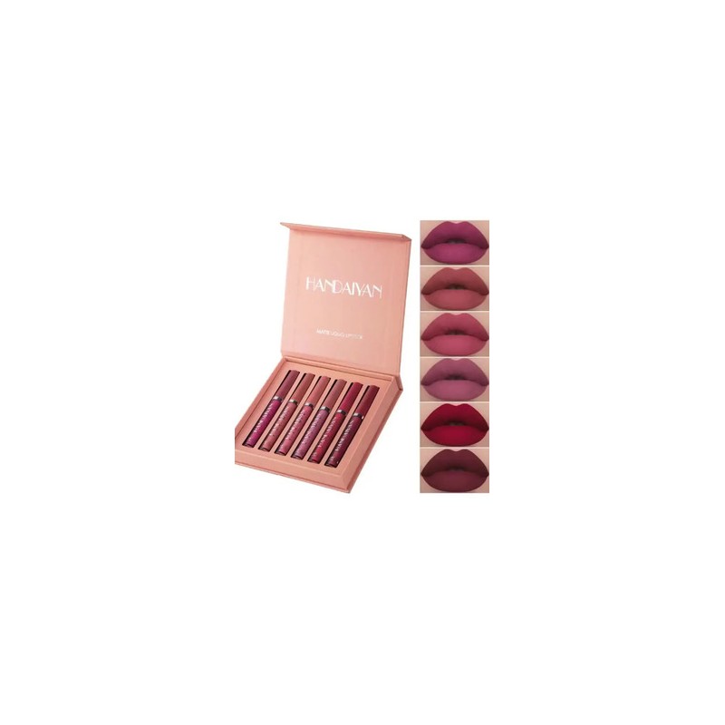 Set De 6 Labiales Handaiyan Lápiz Labial Color Rojo Mate