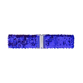Allegra K Womens Stretchy Waist Belts Metal Interlock Buckles Sequins Decor Belts for Dresses 60cm/23.62" Royal Blue