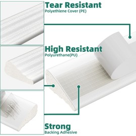 Weather Stripping Door Seal, 118 inch Seal Strip for Doors/Windows, Self-Adhesive Backing PU Foam Seals, Soundproofing, Insulation Strip, Door Sealers for Door Frame- White