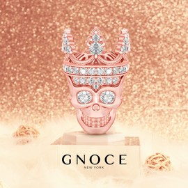 GNOCE Women's Skull Charm for Bracelets 925 Silver Charm Bracelets Charm for Women fit US European Bracelets Necklaces (Rose gold Skull Queen)