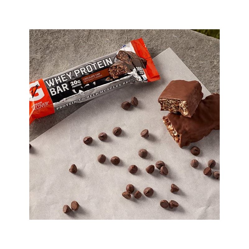 Gatorade Whey Protein Recover Bars Chocolate Chip 2.8oz (12 Pack)