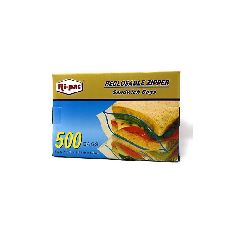 Heavy Duty Zipper Recloseable Bags – Sandwich, 500 Count