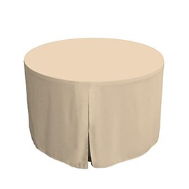 Tablevogue Full Length Fitted Machine Washable Event Tablecloth Cover 30+ Colors and Sizes, Natural, 48-Inch Round,Beige