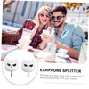Parliky 2pcs Cat Head Headphone Splitter Portable Audio Splitter Triple