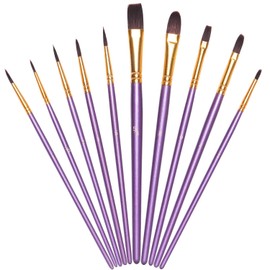 Artist Brush Set, Pack of 10 Nylon Brushes, Art Painting, Acrylic Brush, Fine Brush, Art Painting Brush for Watercolour and Face Painting, DIY Crafts