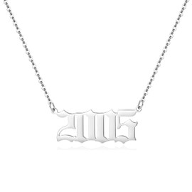 Aimber Birth Year Necklace for Women,Stainless Steel Birth Year Number Pendant Necklace Birthday Anniversary (2005)