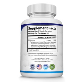 Magnesium Complex Supplement 8 Elemental 1000mg - Magnesium Glycinate, Citrate, Malate, Taurate, Chelated for Easy Absorption for Bones, Muscle, Recovery, Energy, Vegan Non-GMO 90 Capsules