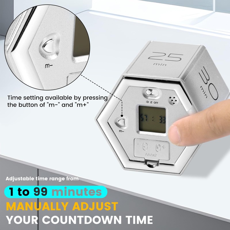 Hnvdkln Pomodoro Timer 1/5/10/25/30/60min and Custom Countdown Flip Focus Timer