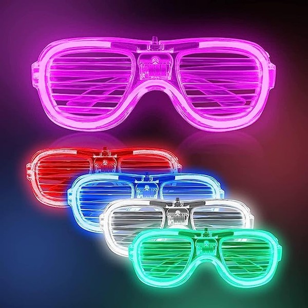 Kovim Neon Glasses - 5 Packs Led Light up Shutter Glasses Flashing Sunglasses for Kids Adults Rave Happy New Years Eve Party Christmas Glow Glasses