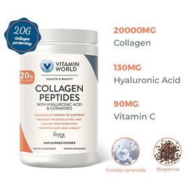 Vitamin World Ultra 360 Collagen Powder with Hyaluronic Acid & Peptides – Non-Artificial, Edible Beauty & Wellness Supplement