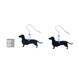 Miniblings Dachshund Dog Earrings Pendant Saussage Dog Acrylic Glass Dachshund - Handmade Fashion Jewellery I Earrings Silver Plated, Wood, Glass