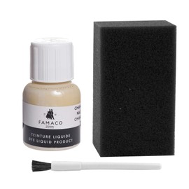 Dye Design Paint for Leather and Faux Leather Shoes, Trainers, with Sponge and Brush, Famaco Dye Liquid, (Champagne)