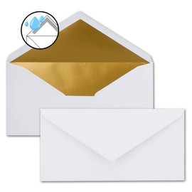 Envelopes size DIN Long, gummed, wet seal, Gold / Silver Metallic Lining