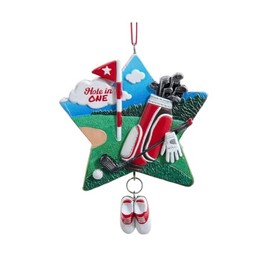 The Bridge Collection 4.5" Hole in One Christmas Ornament for Golfer, Golf Bag & Clubs Design, Sports Lover Holiday Decor