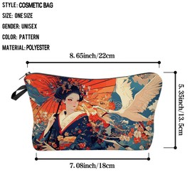 Livel lhood Japanese Geisha Makeup Bag Cute Small Organizer Zipper Pouch Japanese Geisha Coametic Bag Birthday Present for Women Friends -2, hzz16061