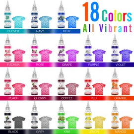Limino Tie Dye Kit 18 Colours - Fabric Colours Textile Paint Set for DIY Shirt, Adults and Children Textile Clothing Painting - All in 1 Fabric Tie Dye Tie Dye Set for T Shirt, Hoodie, Party Supplies