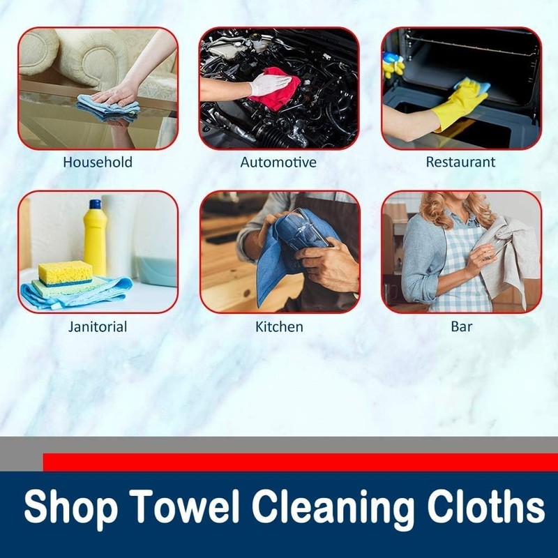 SIMPLI-MAGIC Cotton Shop Towels 14"x12" (90 Pack) – Reusable Cleaning