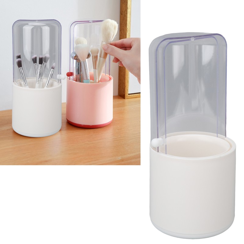 Makeup Brush Holder White with Pearl Filling Rotating 180 Degree