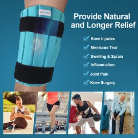 Ice Pack for Knee After Surgery, 2 Hours Long Lasting Cold Pack for Knee Injuries Cold Therapy Flexible Ice Pack for Pain Relief, Swelling, Surgery, ACL, Meniscus Tear