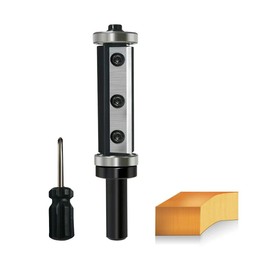 GLRYD Flush Cutter 8 mm Shank, 50 mm Cutting Length, D = 16 mm, 2 Cutting Surfaces, Reversible Plates, Carbide, with Ball Bearings Top and Bottom, for Woodworking, Flush Surface/Copy Milling/Edge