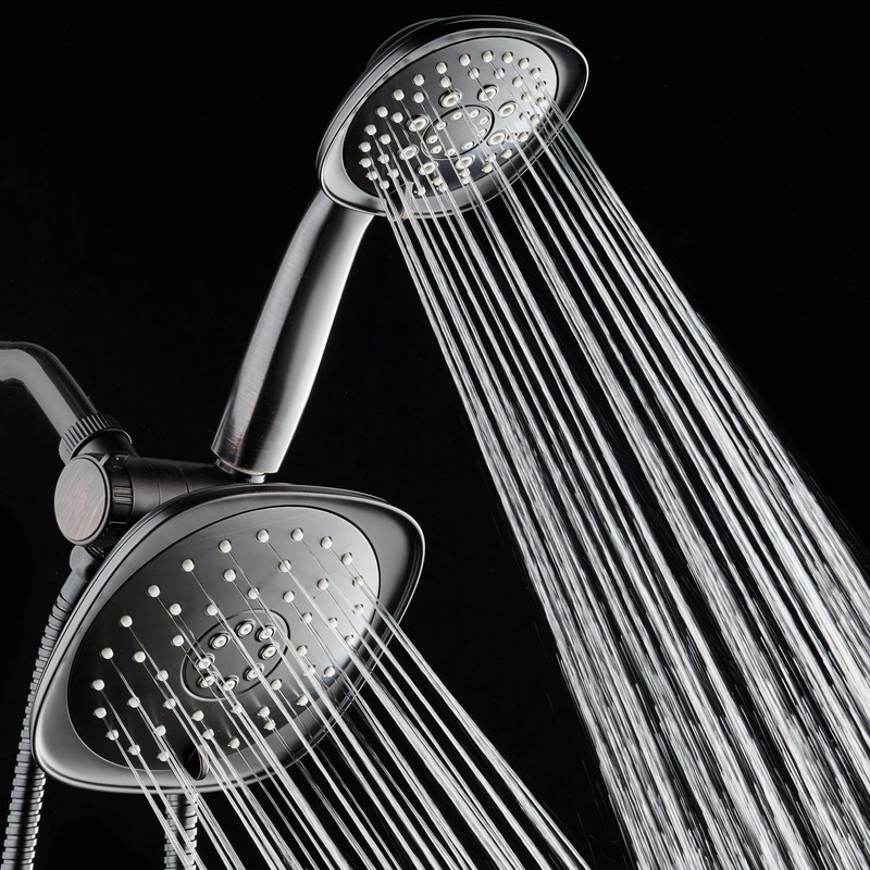 AquaDance Luxury Square High-Pressure Giant 7.3" Rain Shower Head/Handheld Spa