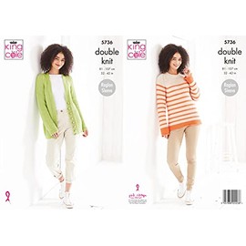 King Cole 5736 Knitting Pattern Womens Cardigan and Sweater in Cottonsoft DK