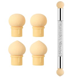 Nail Sponges for Ombre, Sponge Nail Art Brush, Double Headed Ombre Nail Sponge with 4 Replacement Heads, for Gradient Nail Design