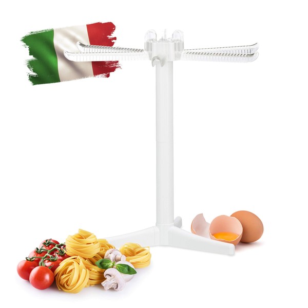 Relaxdays Pasta Drying Rack with 6 Arms, Folding Noodle Stand for Drying Pasta, Spaghetti & Fettuccini, 31 x 31 x 31 cm, White