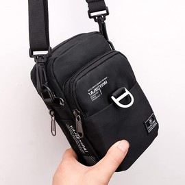 Gincci Men's Shoulder Bag, Mini Bag, Crossbody Bag, Leisure Bag, Smartphone Bag, Mini Pouch, Sacoche, Smartphone Pouch, Small, Lightweight, Small Items, Going Out, A Type - Black