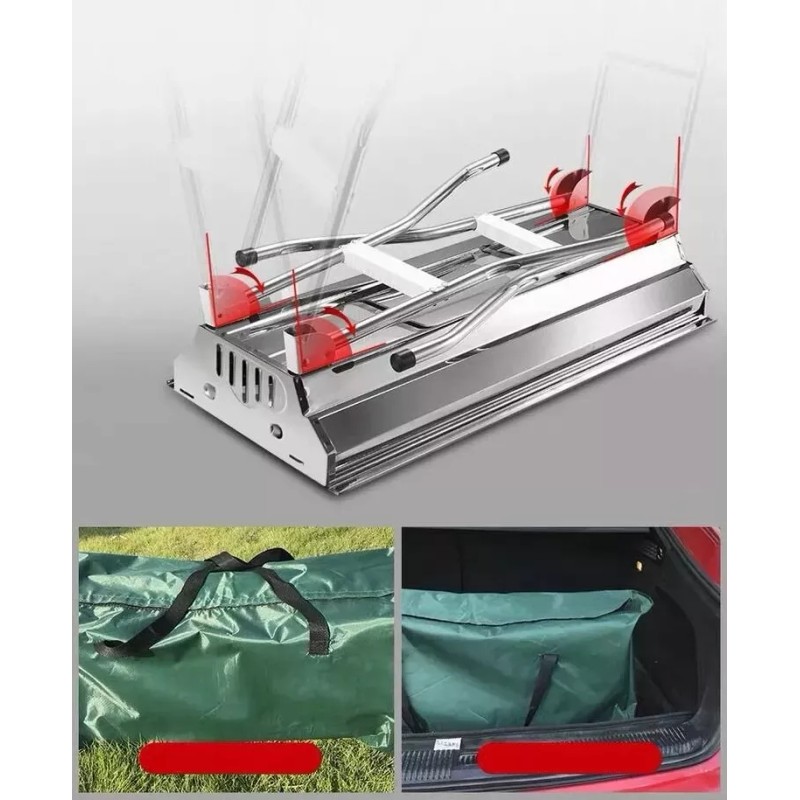 cestbella Asador Acero Inoxidable De Plegable Con Bolsa Almacenamiento