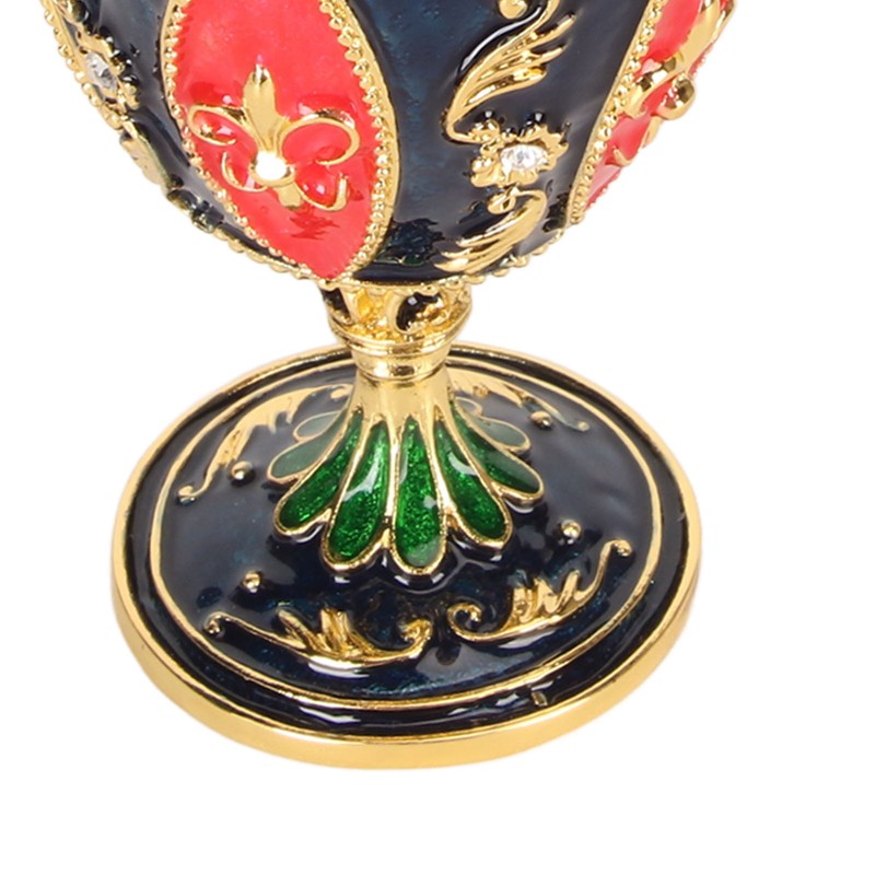 Egg Shaped Trinket Boxes Rhinestones Inlay Hand Painted Enamel Delicate