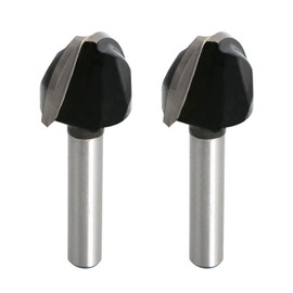 Aopin Core Box Router Bit 5/8" Cutting Dia 1/4" Shank Dia Double Flute Round Nose Tipped Round Groove Router Bit, Carbide, Black, Silver, 2Pcs